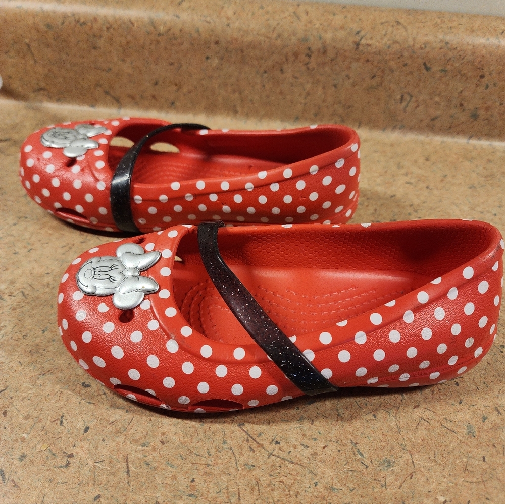Minnie Mouse Red And White Polka Dot kids sz 11 Crocs - Picture 6 of 8